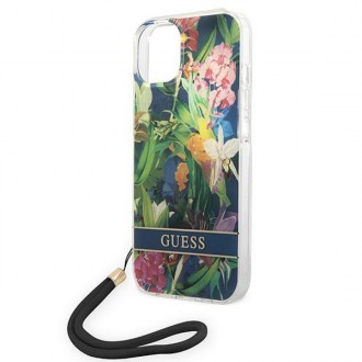 Guess GUOHCP14MHFLSB iPhone 14 Plus 6.7 &quot;blue / blue hardcase Flower Strap