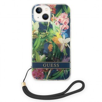 Guess GUOHCP14SHFLSB iPhone 14 6.1 &quot;blue / blue hardcase Flower Strap