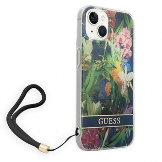 Guess GUOHCP14SHFLSB iPhone 14 6.1 &quot;blue / blue hardcase Flower Strap