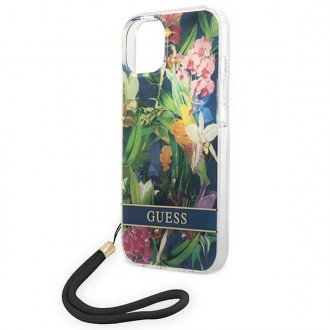 Guess GUOHCP14SHFLSB iPhone 14 6.1 &quot;blue / blue hardcase Flower Strap