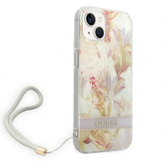 Guess GUOHCP14SHFLSU iPhone 14 6.1 &quot;purple / purple hardcase Flower Strap