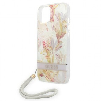 Guess GUOHCP14SHFLSU iPhone 14 6.1 &quot;purple / purple hardcase Flower Strap