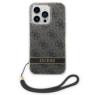 Guess GUOHCP14XH4STK iPhone 14 Pro Max 6.7 &quot;black / black hardcase 4G Print Strap