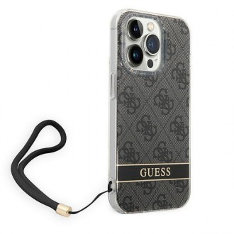 Guess GUOHCP14XH4STK iPhone 14 Pro Max 6.7 &quot;black / black hardcase 4G Print Strap