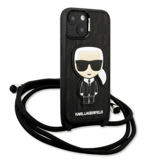 Karl Lagerfeld KLHCP13SCMNIPK iPhone 13 mini 5,4 &quot;hardcase black / black Leather Monogram Patch and Cord Iconik