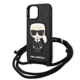 Karl Lagerfeld KLHCP13SCMNIPK iPhone 13 mini 5,4 &quot;hardcase black / black Leather Monogram Patch and Cord Iconik