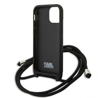 Karl Lagerfeld KLHCP13SCMNIPK iPhone 13 mini 5,4 &quot;hardcase black / black Leather Monogram Patch and Cord Iconik