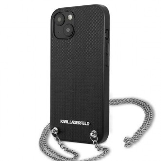 Karl Lagerfeld KLHCP13SPMK iPhone 13 mini 5,4 &quot;hardcase black / black Leather Textured and Chain