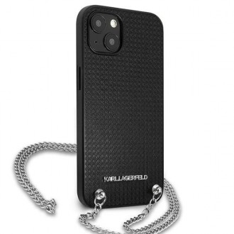 Karl Lagerfeld KLHCP13SPMK iPhone 13 mini 5,4 &quot;hardcase black / black Leather Textured and Chain