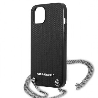 Karl Lagerfeld KLHCP13SPMK iPhone 13 mini 5,4 &quot;hardcase black / black Leather Textured and Chain