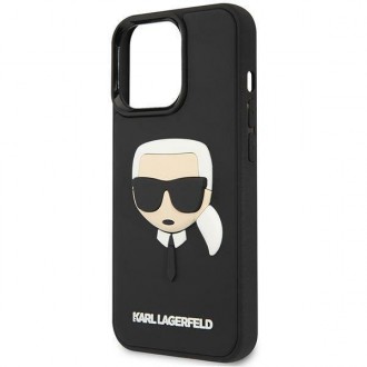 Karl Lagerfeld KLHCP14LKH3DBK iPhone 14 Pro 6.1 &quot;black / black hardcase 3D Rubber Karl`s Head