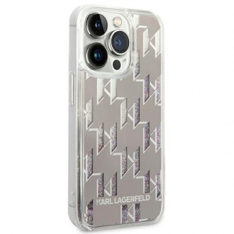 Karl Lagerfeld KLHCP14LLMNMS iPhone 14 Pro 6.1 &quot;hardcase silver / silver Liquid Glitter Monogram