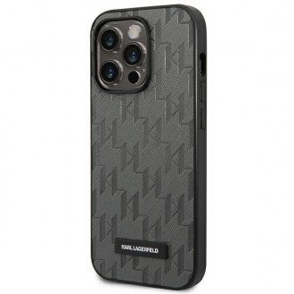 Karl Lagerfeld KLHCP14LSAKLHPG iPhone 14 Pro 6.1 &quot;hardcase gray / gray Saffiano Mono Metal Logo