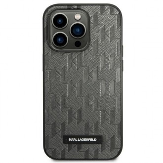 Karl Lagerfeld KLHCP14LSAKLHPG iPhone 14 Pro 6.1 &quot;hardcase gray / gray Saffiano Mono Metal Logo