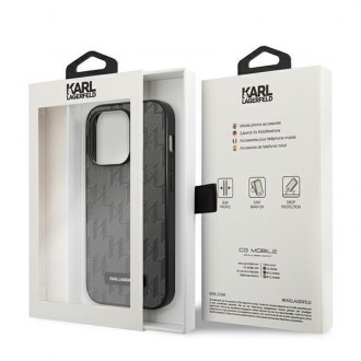 Karl Lagerfeld KLHCP14LSAKLHPG iPhone 14 Pro 6.1 &quot;hardcase gray / gray Saffiano Mono Metal Logo