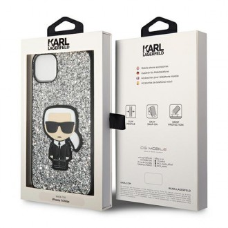 Karl Lagerfeld KLHCP14MGFKPG iPhone 14 Plus 6.7 &quot;hardcase silver / silver Glitter Flakes Ikonik