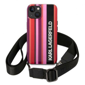 Karl Lagerfeld KLHCP14MSTSTP iPhone 14 Plus 6.7 &quot;hardcase pink / pink Color Stripes Strap