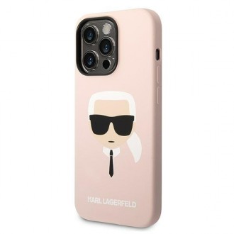 Karl Lagerfeld KLHMP14LSLKHLP iPhone 14 Pro 6.1 &quot;hardcase light pink / light pink Silicone Karl`s Head Magsafe