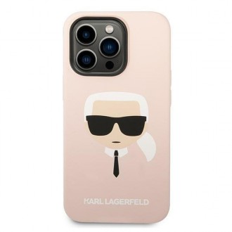 Karl Lagerfeld KLHMP14LSLKHLP iPhone 14 Pro 6.1 &quot;hardcase light pink / light pink Silicone Karl`s Head Magsafe