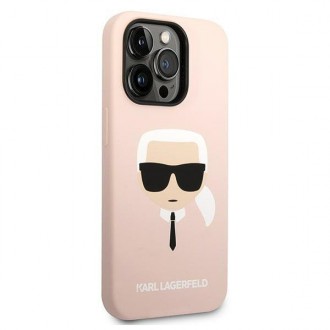 Karl Lagerfeld KLHMP14LSLKHLP iPhone 14 Pro 6.1 &quot;hardcase light pink / light pink Silicone Karl`s Head Magsafe