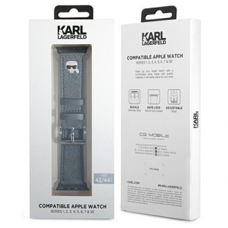 Karl Lagerfeld KLAWLOKHG Apple Watch Strap 42/44 / 45mm silver / silver strap Saffiano Karl Heads