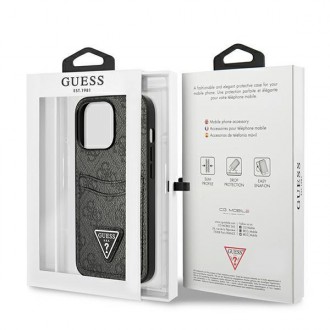 Guess GUHCP13LP4TPK iPhone 13 Pro / 13 6,1&quot; černý/černý pevný obal 4G slot pro karty s trojúhelníkem