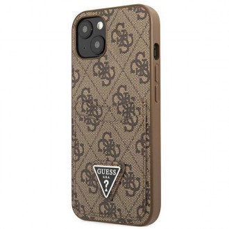 Guess GUHCP13MP4TPW iPhone 13 6,1&quot; hnědý/hnědý pevný obal 4G slot na karty s logem trojúhelníku