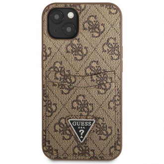 Guess GUHCP13MP4TPW iPhone 13 6,1&quot; hnědý/hnědý pevný obal 4G slot na karty s logem trojúhelníku