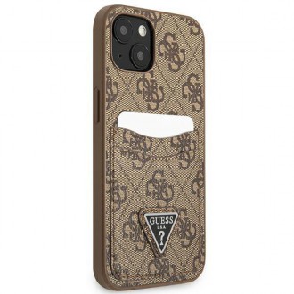Guess GUHCP13MP4TPW iPhone 13 6,1&quot; hnědý/hnědý pevný obal 4G slot na karty s logem trojúhelníku
