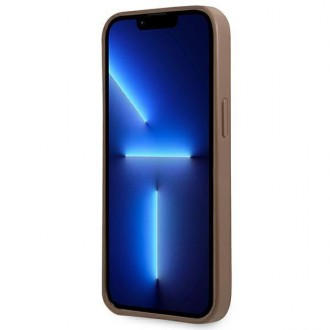 Guess GUHCP13MP4TPW iPhone 13 6,1&quot; hnědý/hnědý pevný obal 4G slot na karty s logem trojúhelníku