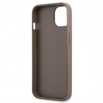 Guess GUHCP13MP4TPW iPhone 13 6,1&quot; hnědý/hnědý pevný obal 4G slot na karty s logem trojúhelníku