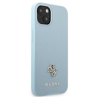 Guess GUHCP13MPS4MB iPhone 13 6,1&quot; modro/modrý pevný obal Saffiano 4G malé kovové logo