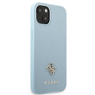 Guess GUHCP13MPS4MB iPhone 13 6,1&quot; modro/modrý pevný obal Saffiano 4G malé kovové logo