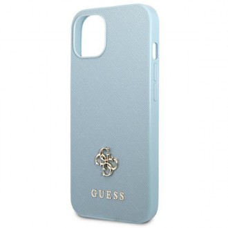 Guess GUHCP13MPS4MB iPhone 13 6,1&quot; modro/modrý pevný obal Saffiano 4G malé kovové logo