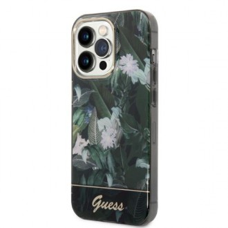 Guess GUHCP14LHGJGHA iPhone 14 Pro 6,1&quot; zelený/zelený pevný obal Jungle Collection