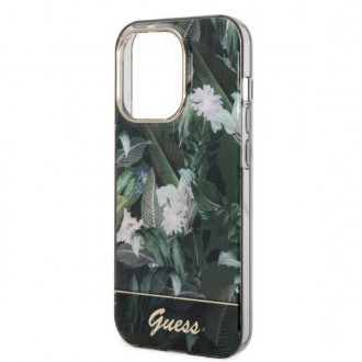 Guess GUHCP14LHGJGHA iPhone 14 Pro 6,1&quot; zelený/zelený pevný obal Jungle Collection