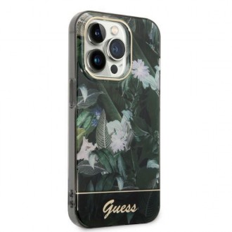 Guess GUHCP14LHGJGHA iPhone 14 Pro 6,1&quot; zelený/zelený pevný obal Jungle Collection