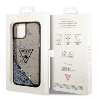 Guess GUHCP14SLFCTPK iPhone 14 6,1&quot; černo/černé pevné pouzdro Liquid Glitter Palm Collection