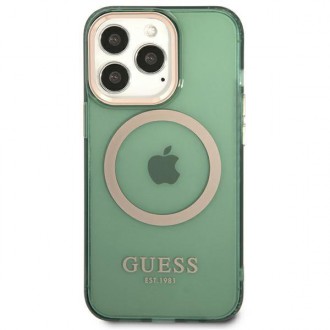 Guess GUHMP13LHTCMA iPhone 13 Pro / 13 6,1&quot; zelený/khaki pevný obal Gold Outline Translucent MagSafe