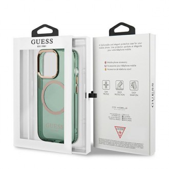 Guess GUHMP13LHTCMA iPhone 13 Pro / 13 6,1&quot; zelený/khaki pevný obal Gold Outline Translucent MagSafe