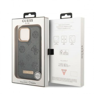 Guess GUHMP13LSAPSTG iPhone 13 Pro / 13 6,1&quot; šedý/šedý pevný obal Peony Logo Plate MagSafe