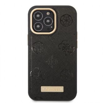 Guess GUHMP13LSAPSTK iPhone 13 Pro / 13 6,1&quot; černo/černý pevný obal Peony Logo Plate MagSafe