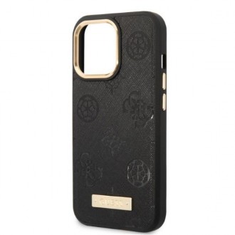 Guess GUHMP13LSAPSTK iPhone 13 Pro / 13 6,1&quot; černo/černý pevný obal Peony Logo Plate MagSafe