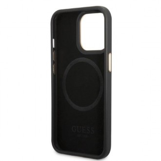 Guess GUHMP13LSAPSTK iPhone 13 Pro / 13 6,1&quot; černo/černý pevný obal Peony Logo Plate MagSafe