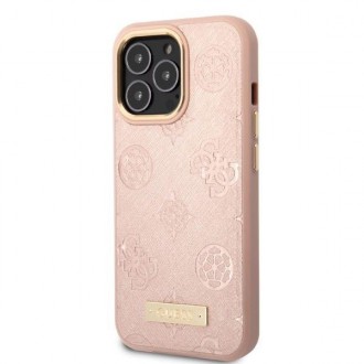Guess GUHMP13LSAPSTP iPhone 13 Pro / 13 6,1&quot; růžový/růžový pevný obal Peony Logo Plate MagSafe