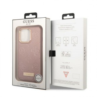 Guess GUHMP13LSAPSTP iPhone 13 Pro / 13 6,1&quot; růžový/růžový pevný obal Peony Logo Plate MagSafe