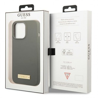 Guess GUHMP13LSPLG iPhone 13 Pro / 13 6,1&quot; šedý/šedý pevný obal Silikonová deska s logem MagSafe