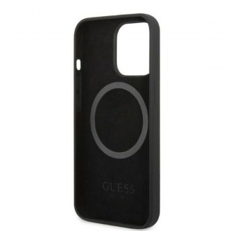 Guess GUHMP13LSPLK iPhone 13 Pro / 13 6,1&quot; černo/černé pevné pouzdro Silikonová deska s logem MagSafe