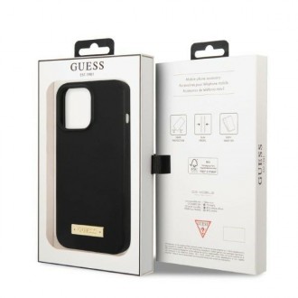 Guess GUHMP13LSPLK iPhone 13 Pro / 13 6,1&quot; černo/černé pevné pouzdro Silikonová deska s logem MagSafe