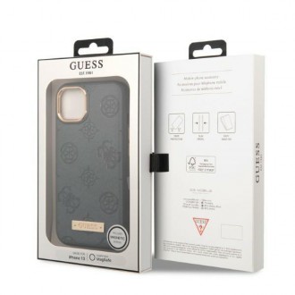 Guess GUHMP13MSAPSTG iPhone 13 6,1&quot; šedý/šedý pevný obal Peony Logo Plate MagSafe